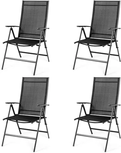 Miniatura 8 de Giantex Juego de 2 sillas de comedor para patio, sillas plegables para exteriores, sillas de camping portátiles con tela transpirable, sillas