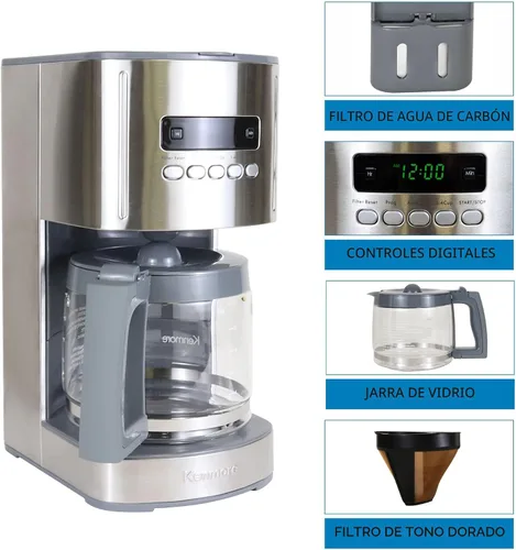 Miniatura 4 de Kenmore Cafetera de Goteo – Máquina de Café Programable con Jarra de Vidrio, Preparación Regular y Fuerte, Apagado Automático, Depósito de Agua