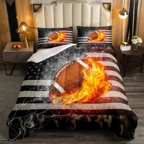 Miniatura 50 de Erosebridal Juego de edredón de bandera estadounidense tamaño individual para niños y adolescentes, juego de ropa de cama de camuflaje, edredón
