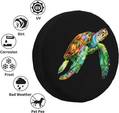 Miniatura 2 de Sea Turtle - Cubierta de neumático de repuesto impermeable UV para remolque, RV, SUV y muchos vehículos, 14 pulgadas