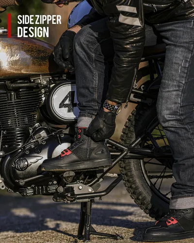Miniatura 7 de Grapelet Zapatos de motocicleta para hombre, antideslizantes, botas protectoras de motocross con cremallera lateral, soporte de tobillo