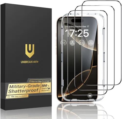 Miniatura 9 de UNBREAKcable Protector de pantalla para iPhone 17 Pro Max, 3 unidades de vidrio templado de cobertura completa [grado militar inastillable]