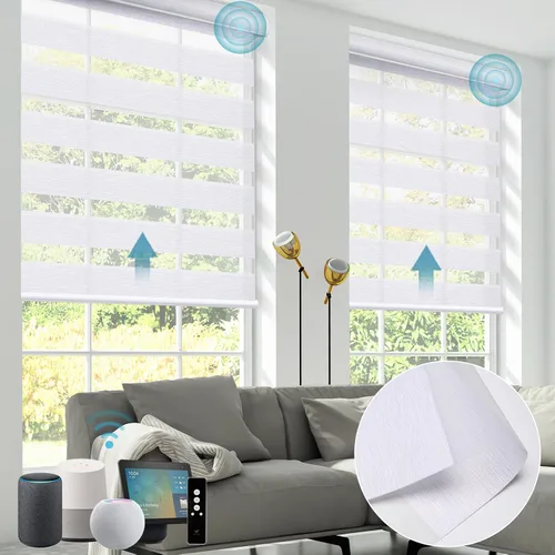 Miniatura 34 de SmartWings Persianas motorizadas de cebra con cenefa funcionan con Homekit Thread Alexa Z-Wave Smart de doble capa con control remoto, persiana