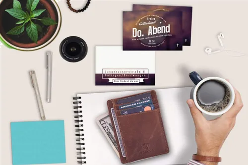 Miniatura 5 de Cartera minimalista delgada con bolsillo frontal RFID con bloqueo de piel real para hombres y mujeres