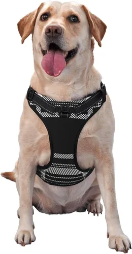 Miniatura 12 de Arnés para perro sin tirones, Royal Stewart Tartán clásico rojo escocés a cuadros ajustable reflectante transpirable Oxford chaleco suave para Royal