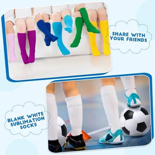 Miniatura 5 de Geyoga 12 pares de calcetines de sublimación blancos en blanco, calcetines de tubo para hombres y mujeres, calcetines listos para impresión