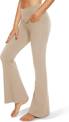 Miniatura 172 de TNNZEET Leggings acampanados negros para mujer, pantalones de yoga cruzados con bolsillos, corte de bota, leggings acampanados