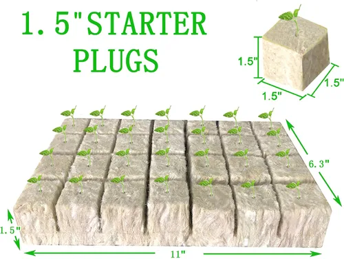 Miniatura 7 de MI0512 Tapones de arranque de lana de roca de 1.5 pulgadas para hidroponía, cubos de cultivo de lana de roca, 1 hoja de 28 tapones (pequeño)