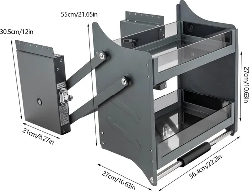 Miniatura 3 de Estante desplegable para gabinete, organizador superior de almacenamiento de armario de pared de cocina con 2 niveles, organizador de estante