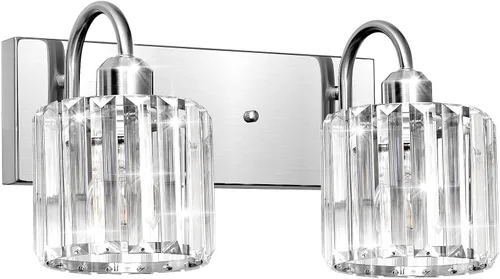Miniatura 14 de Luz de tocador de baño dorada - Accesorio de luz de baño de cristal sobre espejo