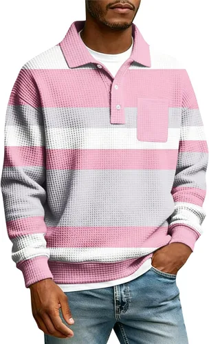 Miniatura 13 de Camisas de manga larga con botones a cuadros para hombre, con cuello de manga larga, estilo casual, elegante, a cuadros 2- amarillo