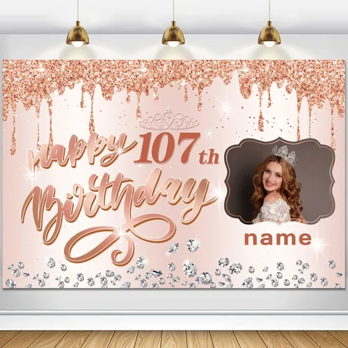 Miniatura 24 de Cartel decorativo personalizable de oro rosa con nombre y foto MGJB-NLK-50