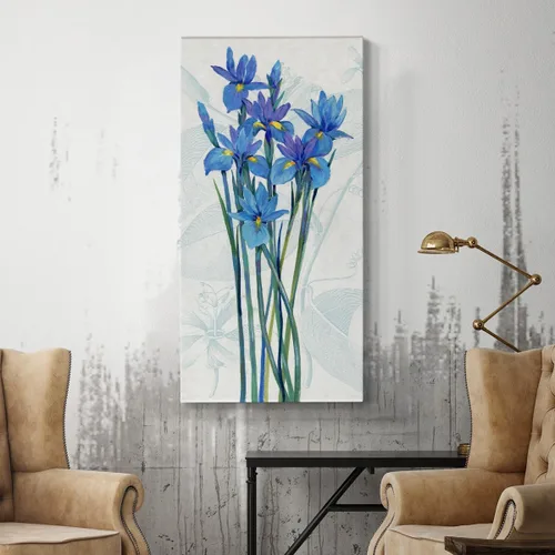Miniatura 5 de Renditions Gallery Página de inicio arte floral para pared, decoraciones modernas, pinturas de iris azul, ramo de flores abstractas de naturaleza