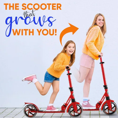 Miniatura 9 de Hurtle Renegade Kick Scooter for Kids, Teenagers & Adults - 2-Wheel Folding Scooter with Adjustable T-Bar Handlebar - Alloy Anti-Slip Deck Rojo