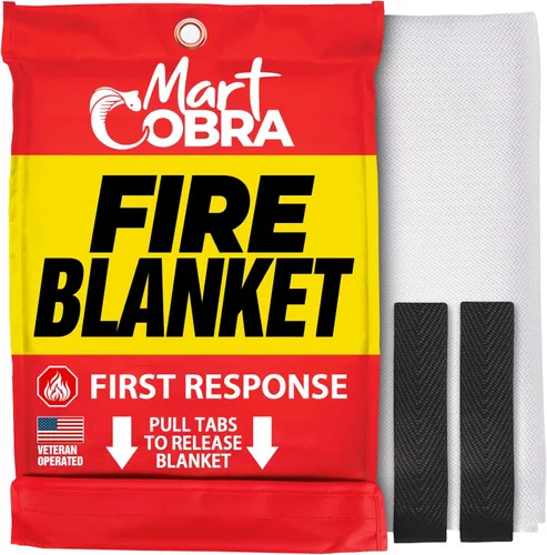 Mart Cobra Manta de emergencia contra incendios para el hogar y la cocina, 1 paquete, mantas de emergencia para seguridad en el hogar, 40 x 40