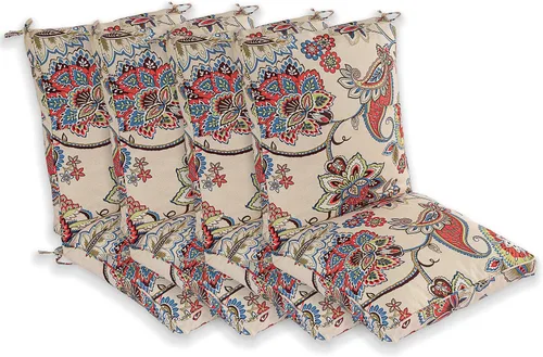 Juego de 4 cojines para sillas de comedor al aire libre, cómodos cojines para asientos de patio, 44 x 21 x 4.5 pulgadas, ribete individual y floral
