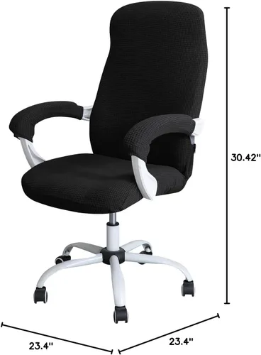 Miniatura 8 de FORCHEER Funda grande para silla de oficina con fundas para reposabrazos, color negro, repelente al agua, fundas para sillas de computadora