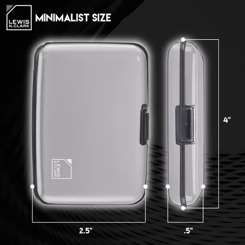 Miniatura 2 de Lewis N. Clark Cartera de aluminio Rfid, plateado, Mini cartera de aluminio Rfid, soporte para tarjetas de crédito, estuche para tarjetas de visita