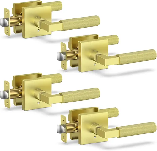 Miniatura 16 de Manija de puerta negra y dorada, cerraduras de puerta negras y doradas para dormitorio o baño, manijas de puerta resistentes para interiores
