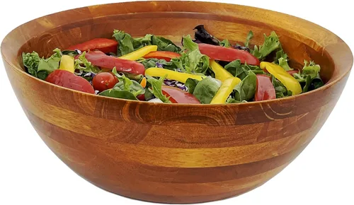 Miniatura 13 de Woodard & Charles - Cuenco grande de madera para ensaladas, frutas, palomitas de maíz, pasta, 10 pulgadas de diámetro x 4.5 pulgadas de alto