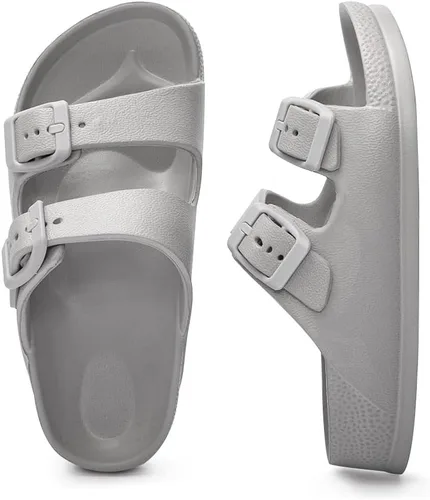 Miniatura 5 de FUNKYMONKEY Sandalias planas unisex de EVA ajustables con doble hebilla para niños y niñas