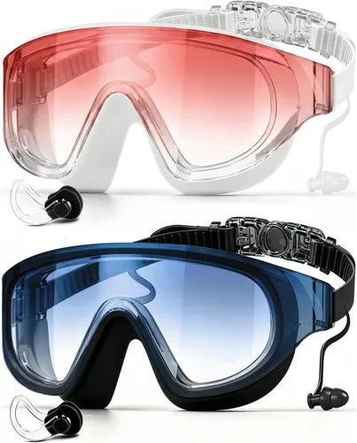 Miniatura 8 de Zoomsnail Swim Goggles 2 Pack, Rimless Wide View Swimming Goggles for Adult, Anti-Fog UV Leaking Pool Goggles for Men Women Verde y Púrpura