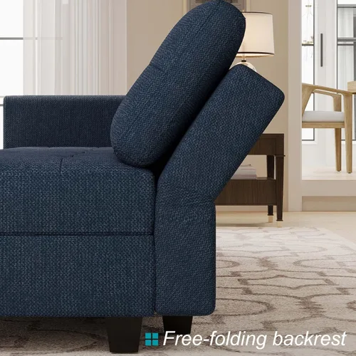 Miniatura 4 de Belffin Cojín de respaldo para sofá modular seccional rectangular, almohadas de tela modernas (azul)
