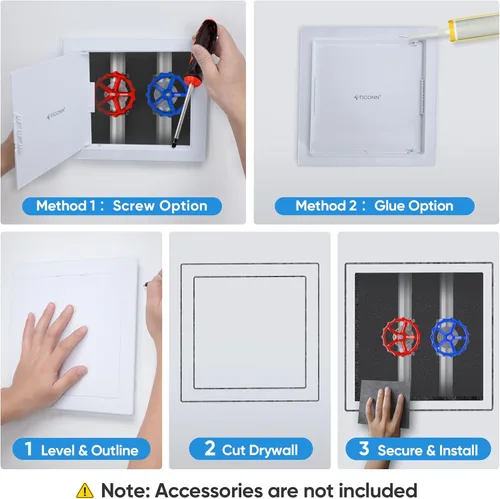 Miniatura 6 de TICONN Panel de acceso para paneles de yeso, 6 x 9 pulgadas, cubierta de plástico ABS para pared, puertas de acceso, panel de acceso fácil