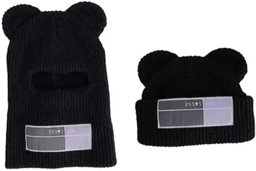 Miniatura 5 de Y2K - Máscara de esquí Balaklava, gorro de orejas grandes, cuello con capucha de punto, protector de cuello, para hombre y mujer