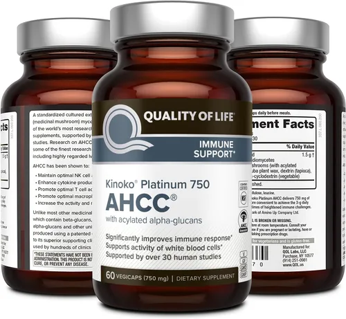 Miniatura 9 de Quality of Life Kinoko Platinum AHCC Apoyo inmunológico y liberación sostenida de resveratrol
