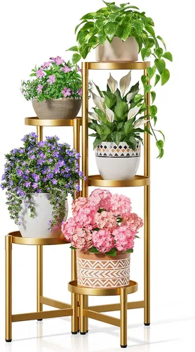 Miniatura 13 de Soporte escalonado para plantas al aire libre de 3 niveles para interiores, estante de flores de metal para múltiples plantas, soportes altos