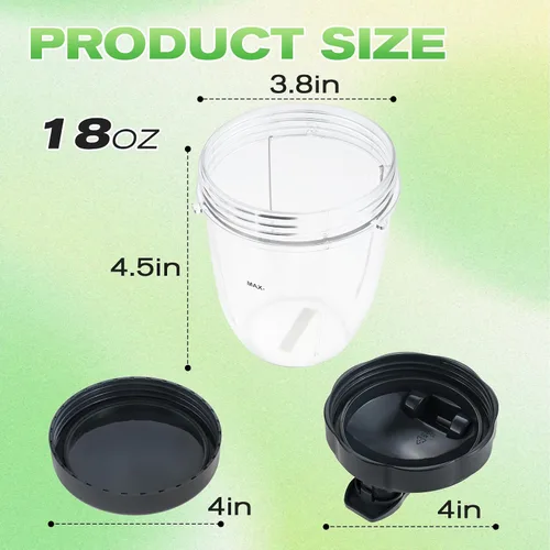 Miniatura 17 de Vasos de licuadora de repuesto para licuadora Nutribullet de 18 onzas con tapa, compatible con Nutribullet 600 W 900 W licuadora exprimidor