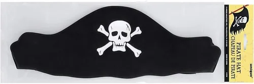 Miniatura 2 de Sombrero de pirata negro de espuma plana, talla única (paquete de 1), ideal para fiestas de disfraces, Halloween y diversión