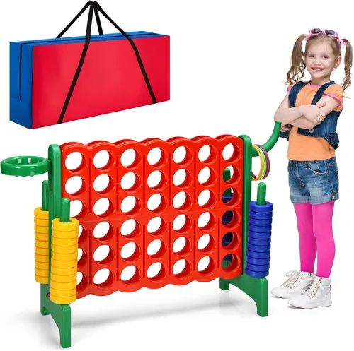 Miniatura 9 de Costzon Giant 4-in-A-Row, Jumbo 4-to-Score Giant Game w/Carrying Bag, Basketball Hoop, 42 Jumbo Rings, Quick-Release Slider, Indoor Outdoor Family