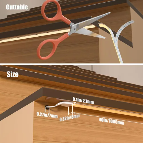 Miniatura 5 de Kit de iluminación LED para escaleras con sensor de movimiento inteligente KMG-3233, tira de luz LED cortable de 40" para luces de escalera LED