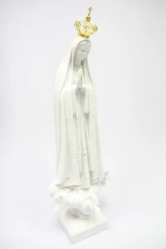 Miniatura 8 de Vittoria Collection Figura de escultura de Virgen María con corona blanca de 28 pulgadas, hecha en Italia, interior y exterior, para jardín, gruta