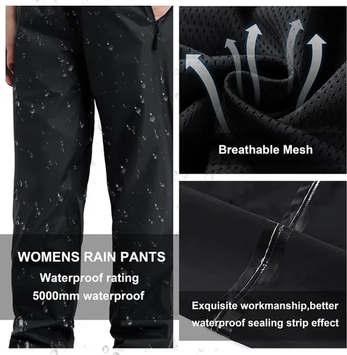 Miniatura 3 de Pantalones de lluvia para mujer, impermeables, ligeros, resistentes al viento, para golf, pesca, senderismo