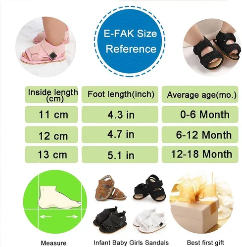 Miniatura 7 de E-FAK Sandalias de verano para bebés y niñas al aire libre, playa, suela suave de goma antideslizante para recién nacidos, zapatos para primeros