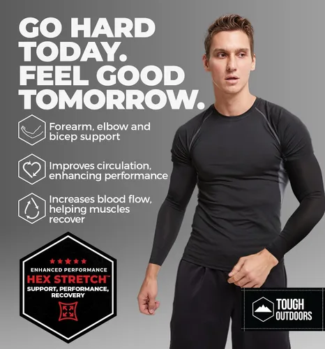 Miniatura 2 de Tough Outdoors Mangas deportivas de compresión para hombres y mujeres, para jóvenes, niños, baloncesto, tiro de fútbol, béisbol