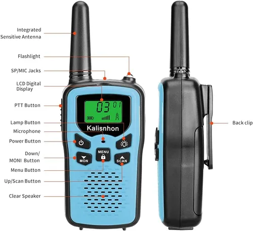 Miniatura 3 de Walkie Talkies para adultos, walkie talkies Kalisnhon con 22 canales FRS, walkie talkie de largo alcance con linterna VOX pantalla LCD radios