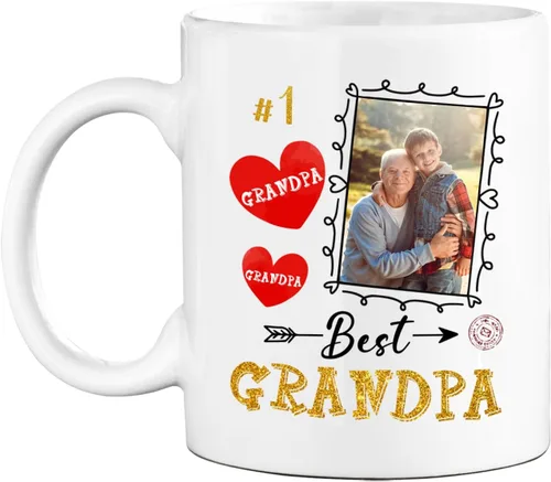 Miniatura 9 de Taza de café con texto en inglés "Best Grandpa Ever", regalo para el día del padre, taza de café personalizada para abuelo, tazas blancas de 11 Taza