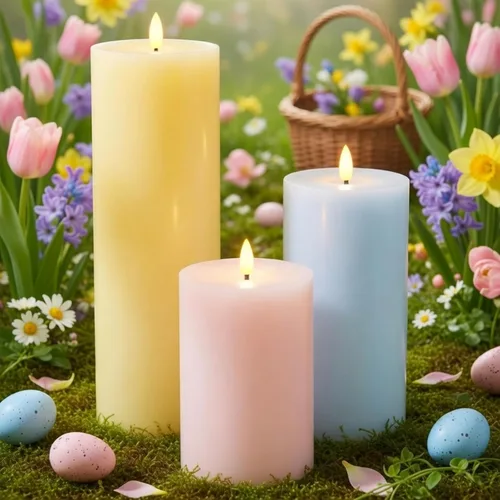 Miniatura 9 de Retisee 3 velas LED blancas grandes sin llama que funcionan con pilas con control remoto y temporizador, velas parpadeantes de cera real para Blanco