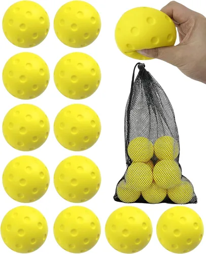 Miniatura 10 de Tarutaru Paquete de 12 bolas de pickleball de espuma, bolas de pickleball silenciosas para práctica en exteriores o interiores, juego de bolas Verde
