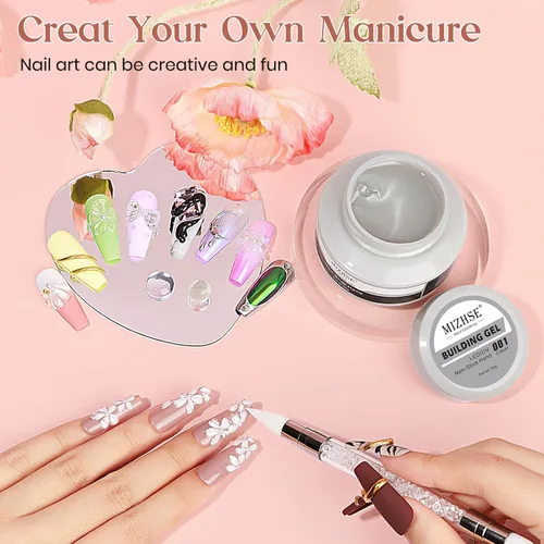 Miniatura 6 de MIZHSE Gel Constructor Claro y Sólido para Uñas, 30g Gel Constructor Duro para Extensión de Uñas Sin Pegamento, Arte de Uñas 3D para Esculpir