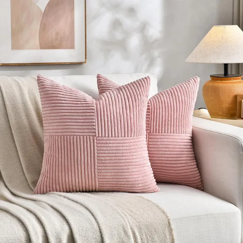 Miniatura 5 de Fancy Homi Juego de 1 funda de cojín cuadrada de color rosa rubor de 14 x 14 pulgadas para sala de estar, dormitorio, sofá cama, sofá, cama, funda