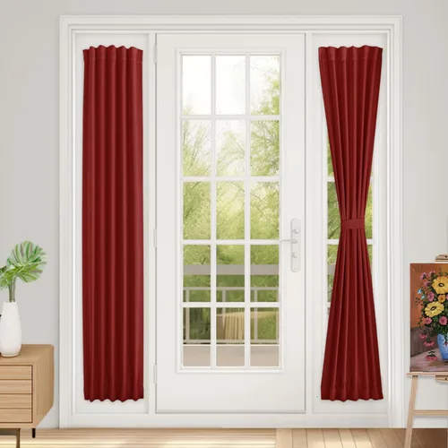 Miniatura 12 de Vatge - Cortinas autoadhesivas para puerta francesa, tratamiento de ventana con filtro de luz sin varillas ni perforaciones para puertas de cristal