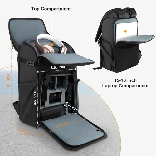 Miniatura 4 de MOSISO Mochila para cámara DSLR/SLR/SLR/sin espejo con bolsillo superior con solapa superior, mochila de fotografía con compartimento para laptop