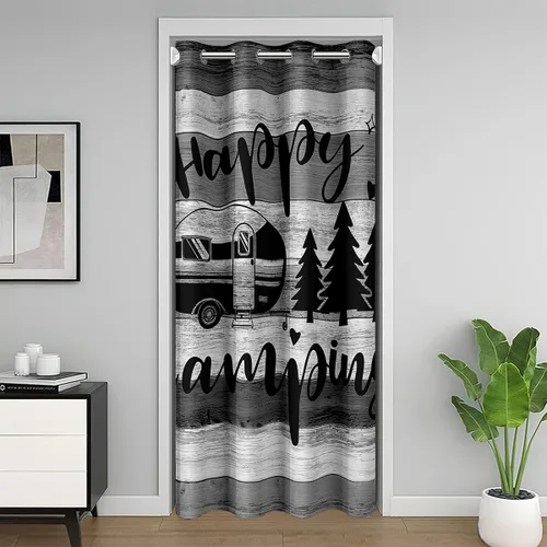 Miniatura 10 de Happy - Cortina opaca para puerta de campamento para jóvenes adultos, caravana, caravana, viajes, 34 pulgadas de ancho x 80 pulgadas de largo