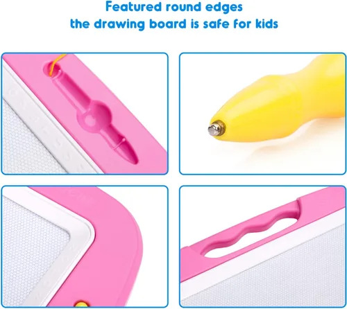 Miniatura 5 de SGILE - Pizarra magnética para dibujar grande, 4 colores, con 4 sellos, para niños pequeños, juguete educativo de aprendizaje, para niños de más