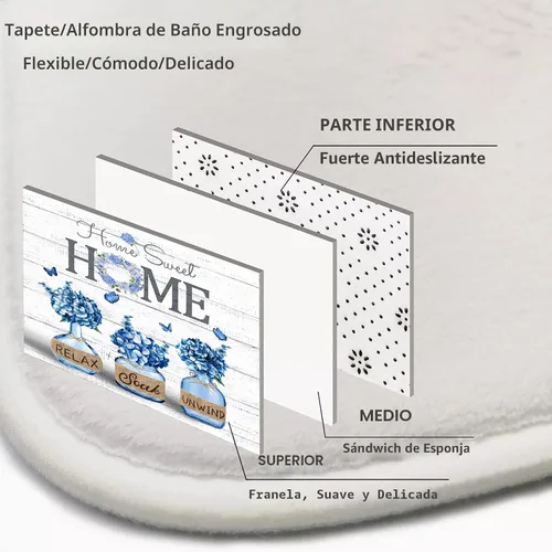 Miniatura 6 de ALEXEX Juego de 4 cortinas de ducha de hortensias azules, juego de baño Home Sweet con cortina de ducha y alfombras y accesorios, cortina de ducha